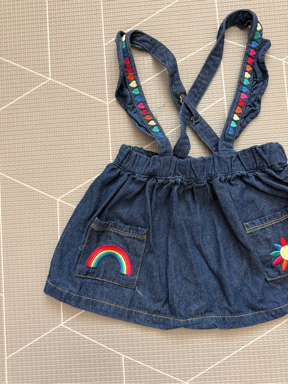 Kids headquarters|Baby girl/toddler Denim Skirtall Jumper,Rainbow Embroidery•3T